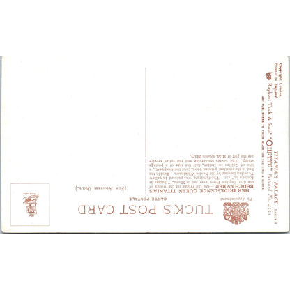 Titania's Palace Bedchamber Raphael Tuck Oilette Original Postcard TK1-P14