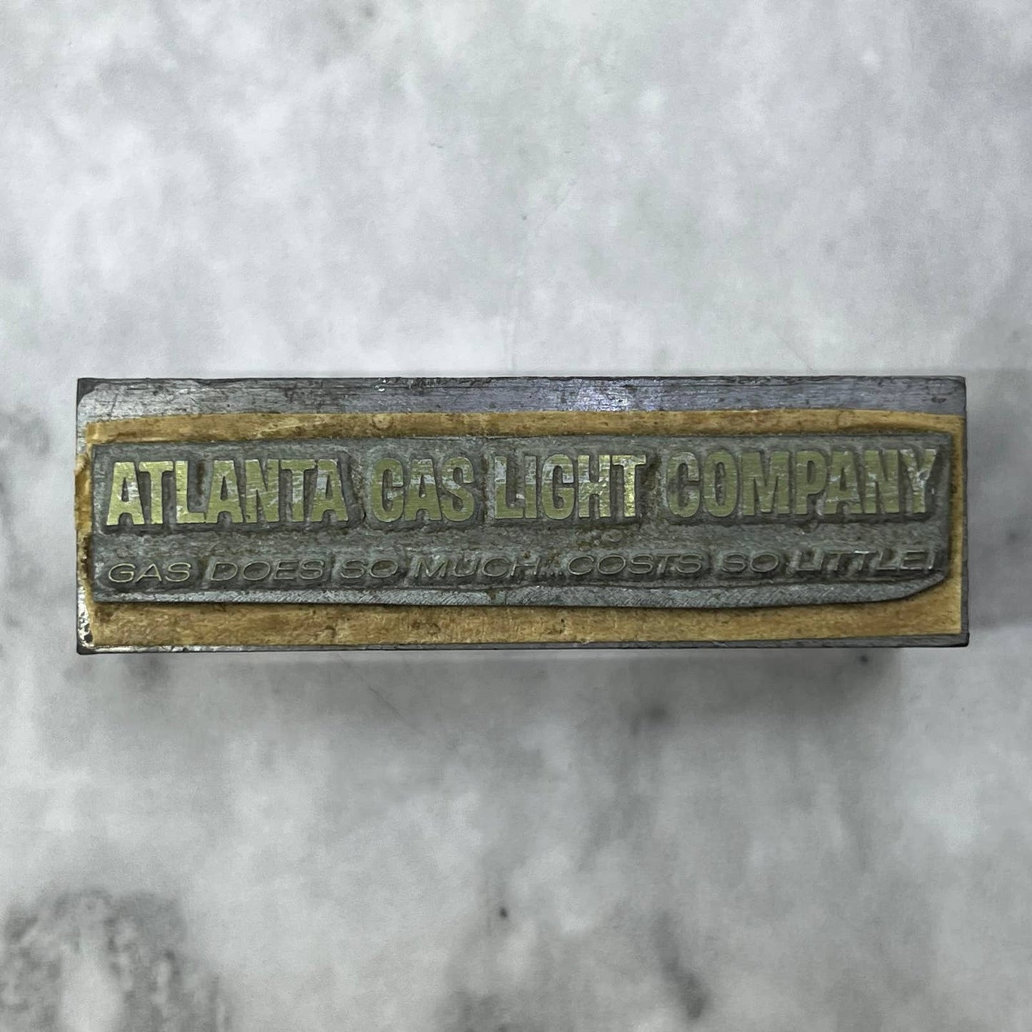 Vtg Printing Letterpress Printers Block Plate Atlanta Gas Light Company TJ518