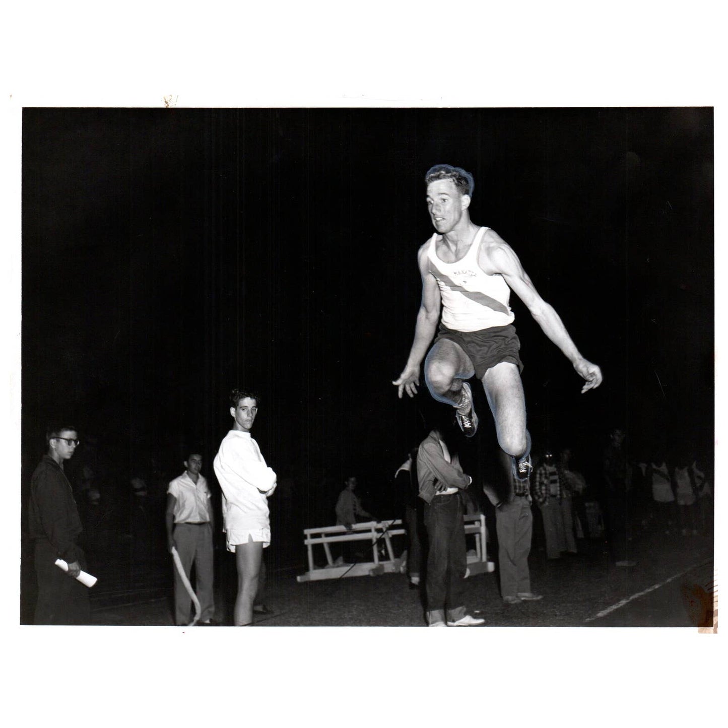 1950s Original Press Photo Track and Field Long Jump Bradenton FL ~6x8" AD2