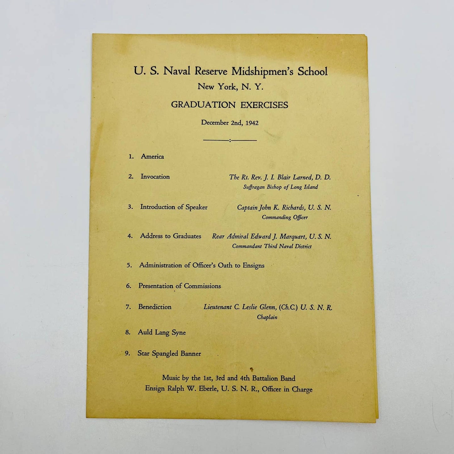 1942 US Naval Reserve Midshipmen’s School Graduation Program New York NY D2