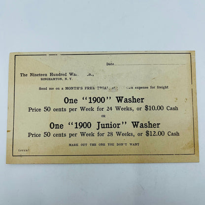 Antique c1900 Advertising Calling Card 1900 Washer Company Binghamton NY P9-14