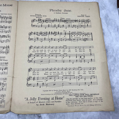 1910 PHOEBE JANE Southern Serenade Ragtime Sheet Music by Theodore Morse TJ4