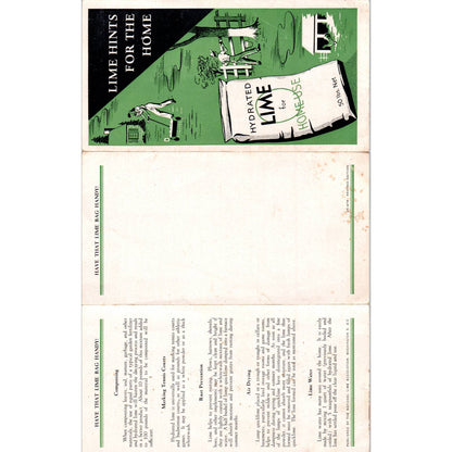 Vintage Info Brochure Lime Hints for the Home Hydrated Lime for Home Use SE5