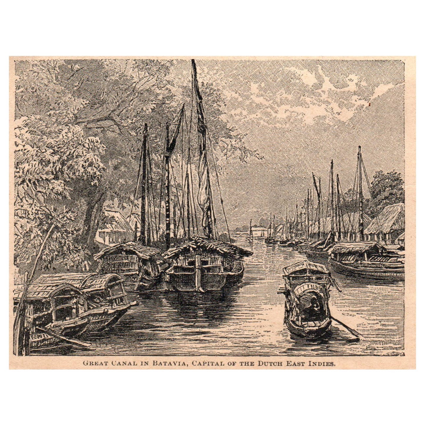 Great Canal in Batavia East Dutch Indies 5x4" Original Engraving 1899 TJ8-7