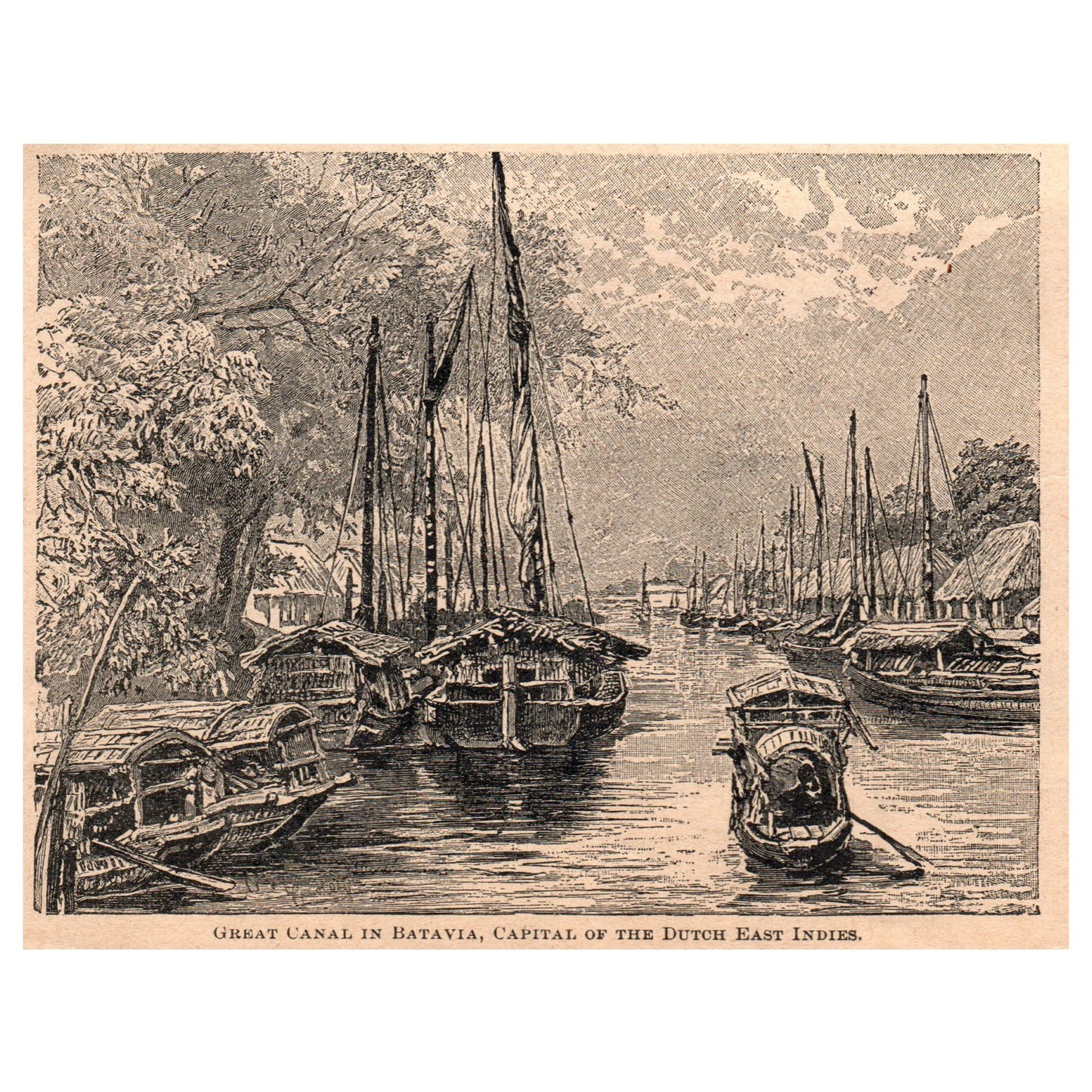 Great Canal in Batavia East Dutch Indies 5x4" Original Engraving 1899 AK5-H6
