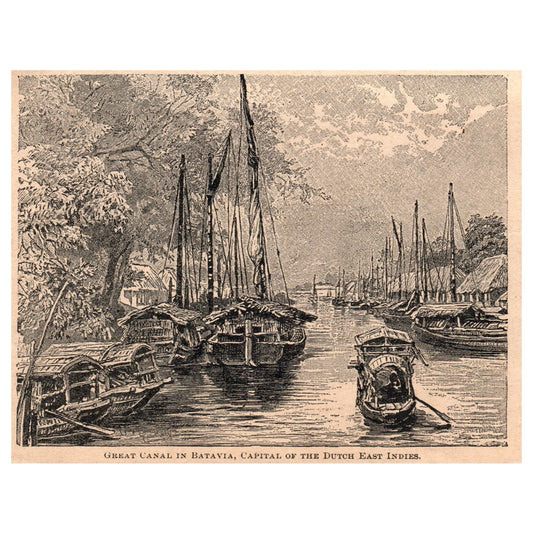 Great Canal in Batavia East Dutch Indies 5x4" Original Engraving 1899 AK5-H6
