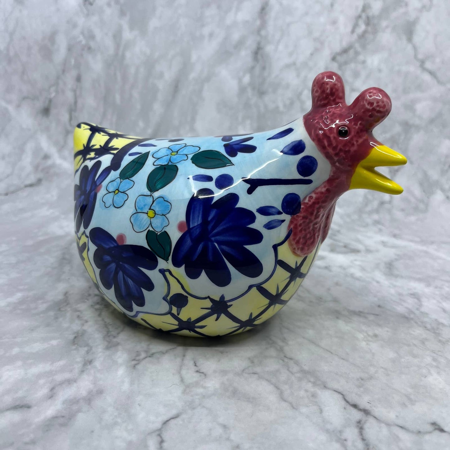 Vintage CBK Rooster Chicken Porcelain Floral Hand Painted Figurine 1999 8" TJ3