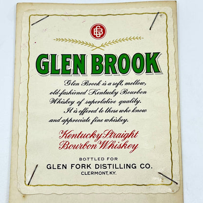 Glen Brook Bourbon Whiskey Label Glen Fork Distilling Co. Clermont KY