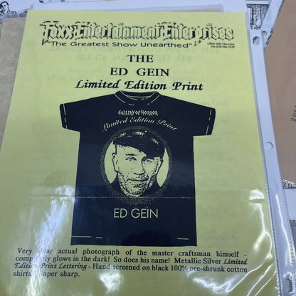 Vintage Ed Gein Fan Club Ephemera Collection FL5
