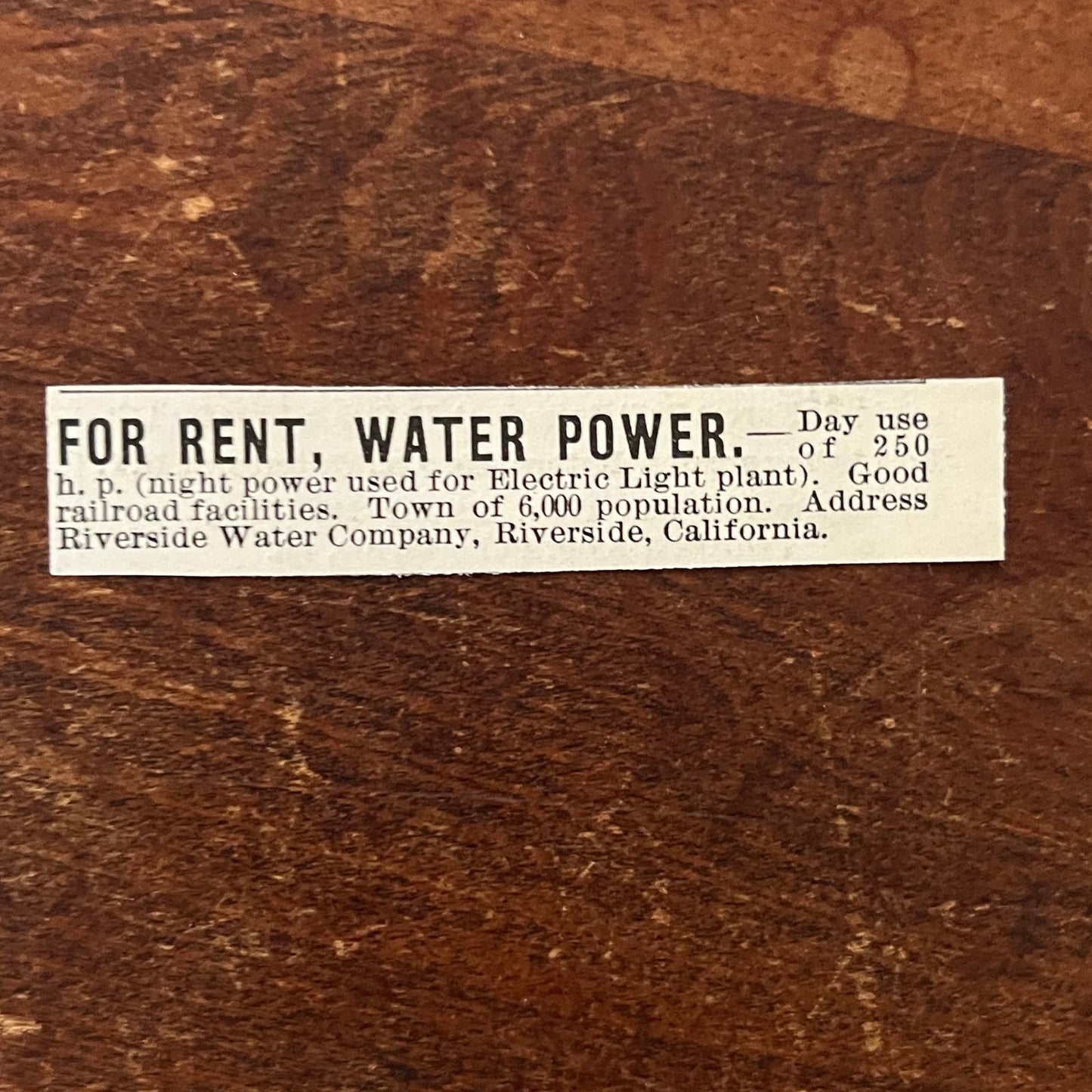 Riverside Water Power Co Riverside California Original Advertisement AD8-P28