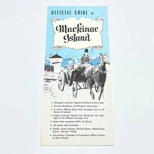 1960s Mackinac Island MI Official Travel Guide Fold Out Tourist Brochure AC1-3