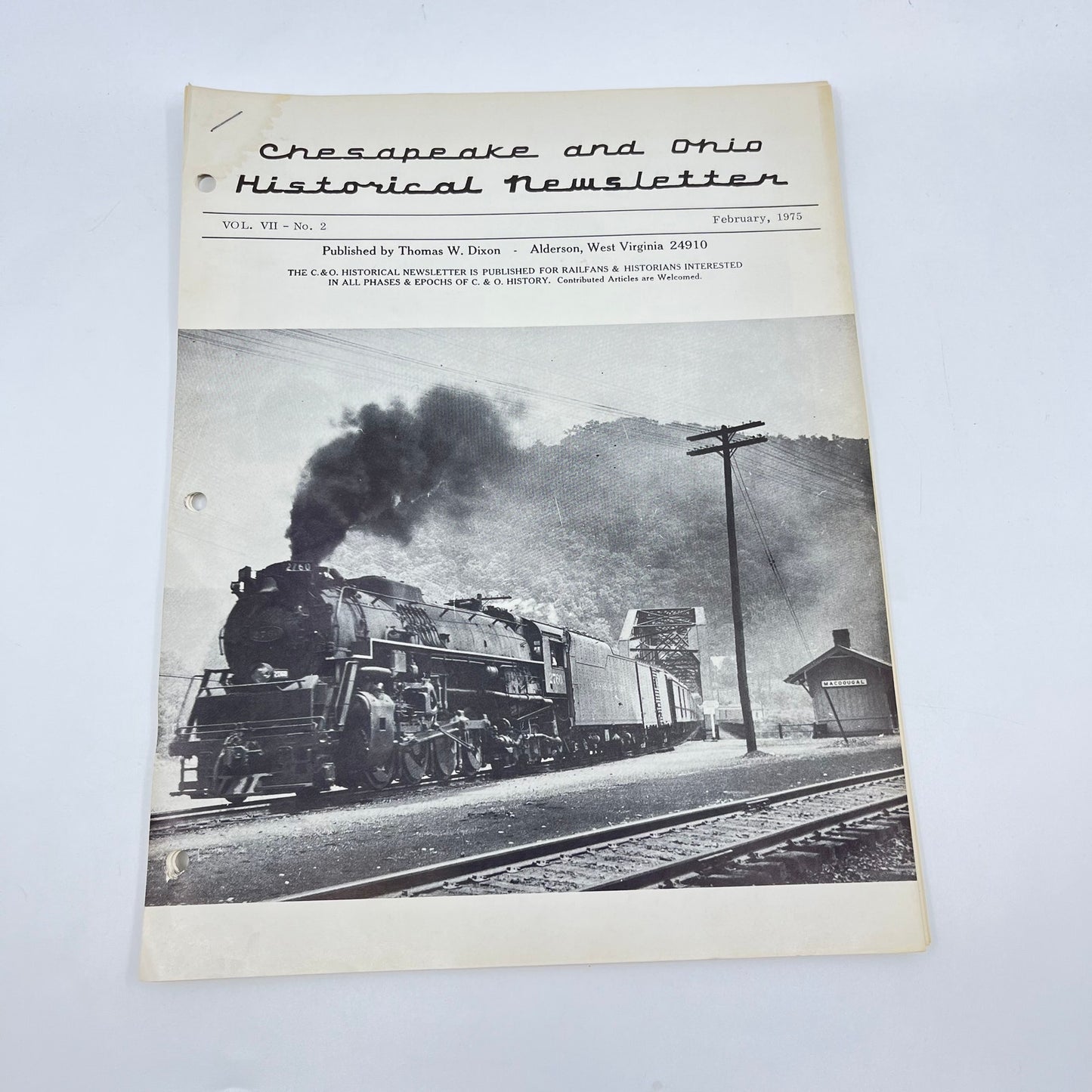 1975 Feb Chesapeake and Ohio Historical Newsletter C&O RR Thomas Dixon WV M1-2