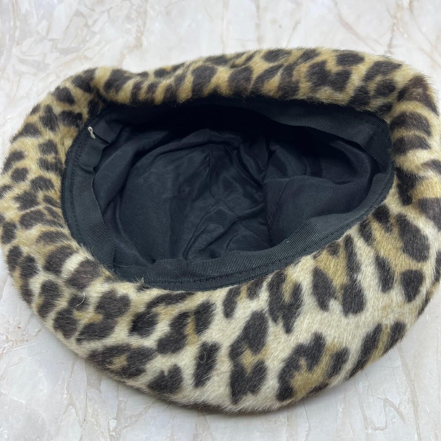 Vintage Black Velvet & Leopard Print Ladies Hat HB1