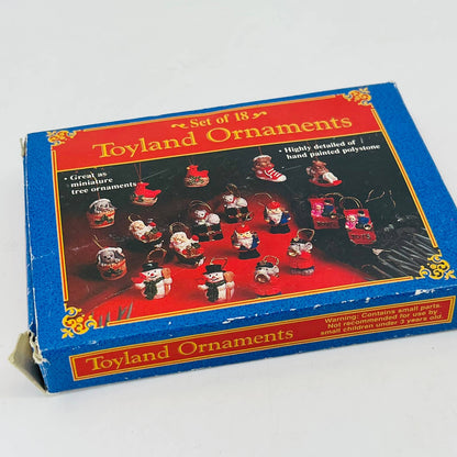 Toyland Christmas Ornaments Set Of 18 Hand Painted Mini 1" Ornaments in Box TD2