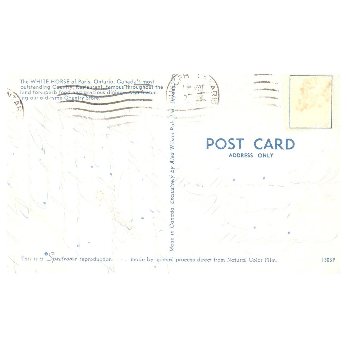 Vintage Postcard - White Horse Restaurant Paris Ontario Canada 1958 TJ6-1
