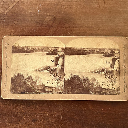 American Falls From Canada Side Niagara c1880 Antique Stereoview Card TJ9-V4