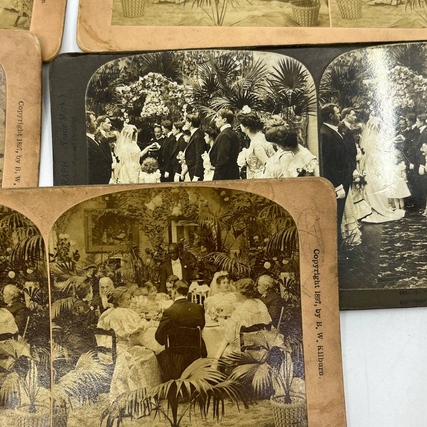 c1900 Lot of 7 Stereo View Cards Featuring VICTORIAN WEDDING TA9