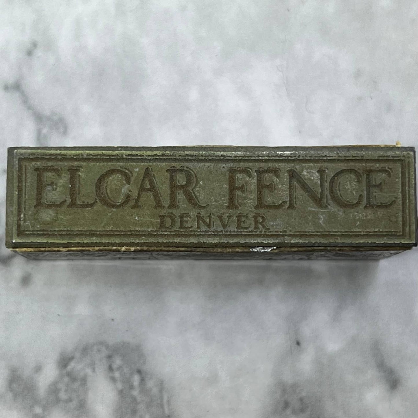 Vintage Printing Letterpress Printers Block Plate Elcar Fence Denver TJ517