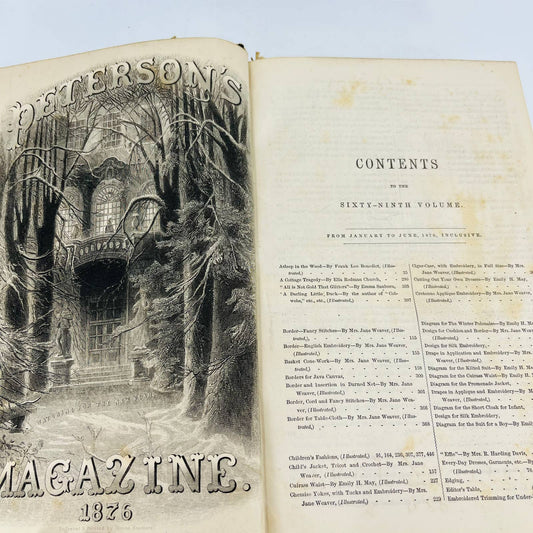 1876 PETERSON'S  MAGAZINE Jan-Dec Leather Bound Victorian Fashion Embroidery BA3