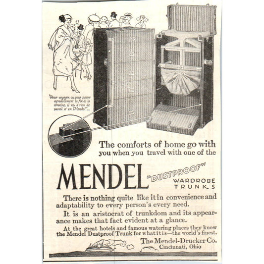 c1920 Harper's Magazine Ad - Mendel Wardrobe Trunks Cincinnati OH EA3-4