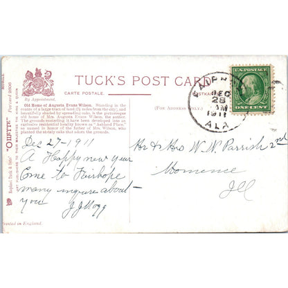 Home of Augusta Evans Wilson 1911 Raphael Tuck Oilette Original Postcard P2-1