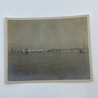 1903 Photo Mexican Gunboats in Veracruz Harbor Fortress Juan de Ulloa AC7