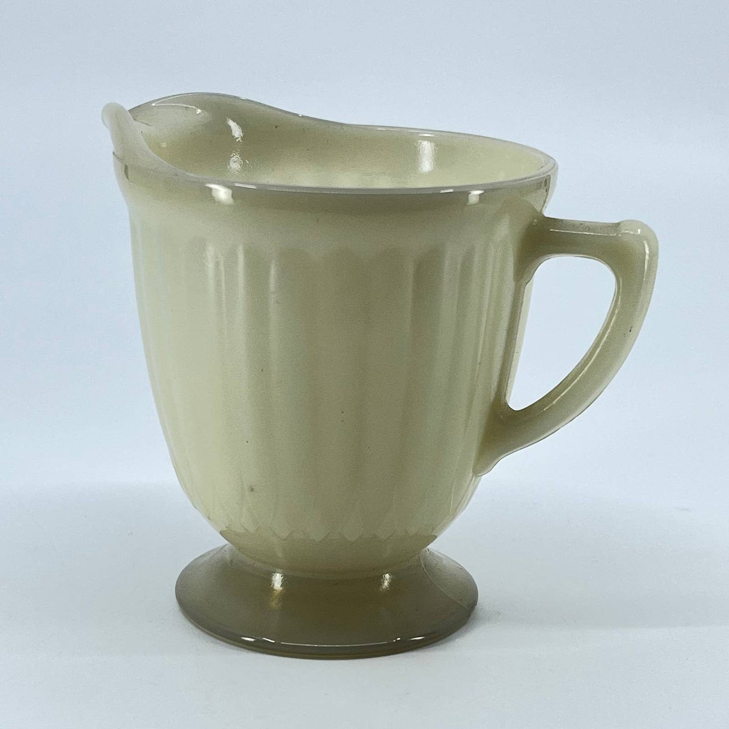 1930s McBeth Evans Petalware Monax Pattern Creamer Uranium Glass TE3