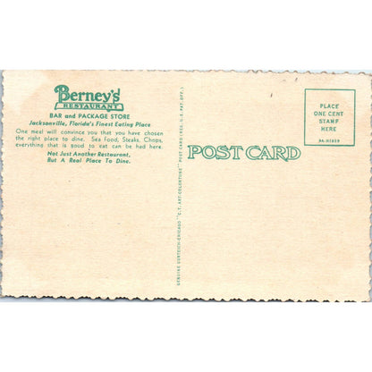 Vintage Postcard The Man in Green Berney's Restaurant Jacksonville FL SE3-2