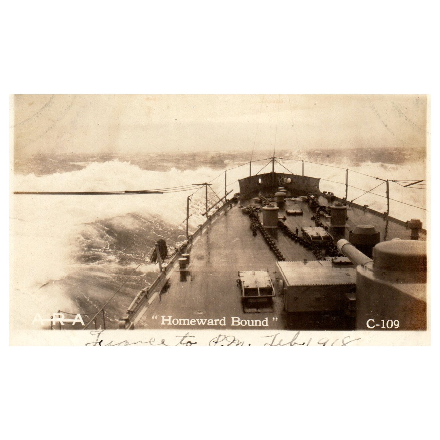 WWI Navy Homeward Bound 1918 - Original Postcard RPPC P3-6