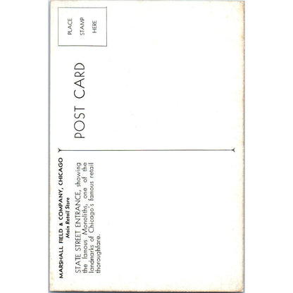 Marshall Field & Co Chicago State Street Entrance Original Postcard TK1-25