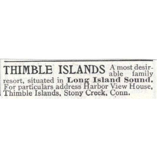 Thimble Islands Resort Long Island Sound Stony Creek CT 1903 Original Ad AK5-S32