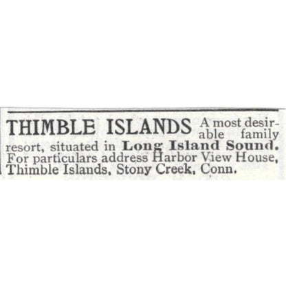 Thimble Islands Resort Long Island Sound Stony Creek CT 1903 Original Ad TJ8-7-6