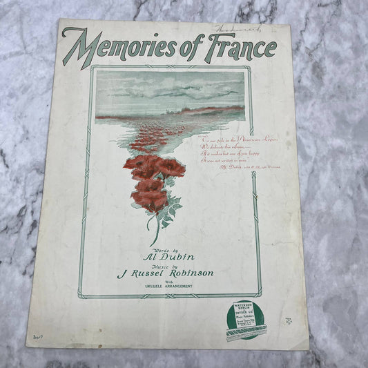 1928 Memories of France Al Dubin J Russel Robinson Vintage Sheet Music TI1
