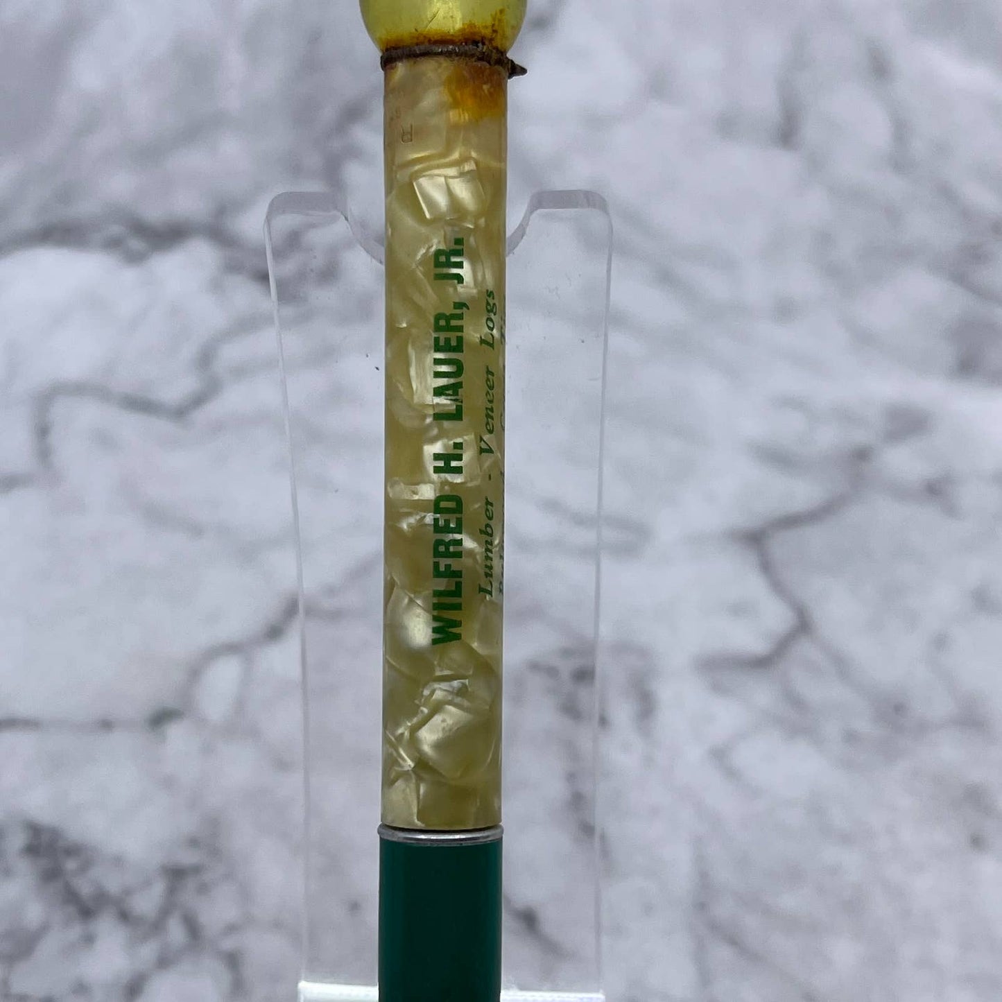 Vintage Marble Celluloid Mechanical Pencil Wilfred H. Lauer Jr Lumber Winona SE6