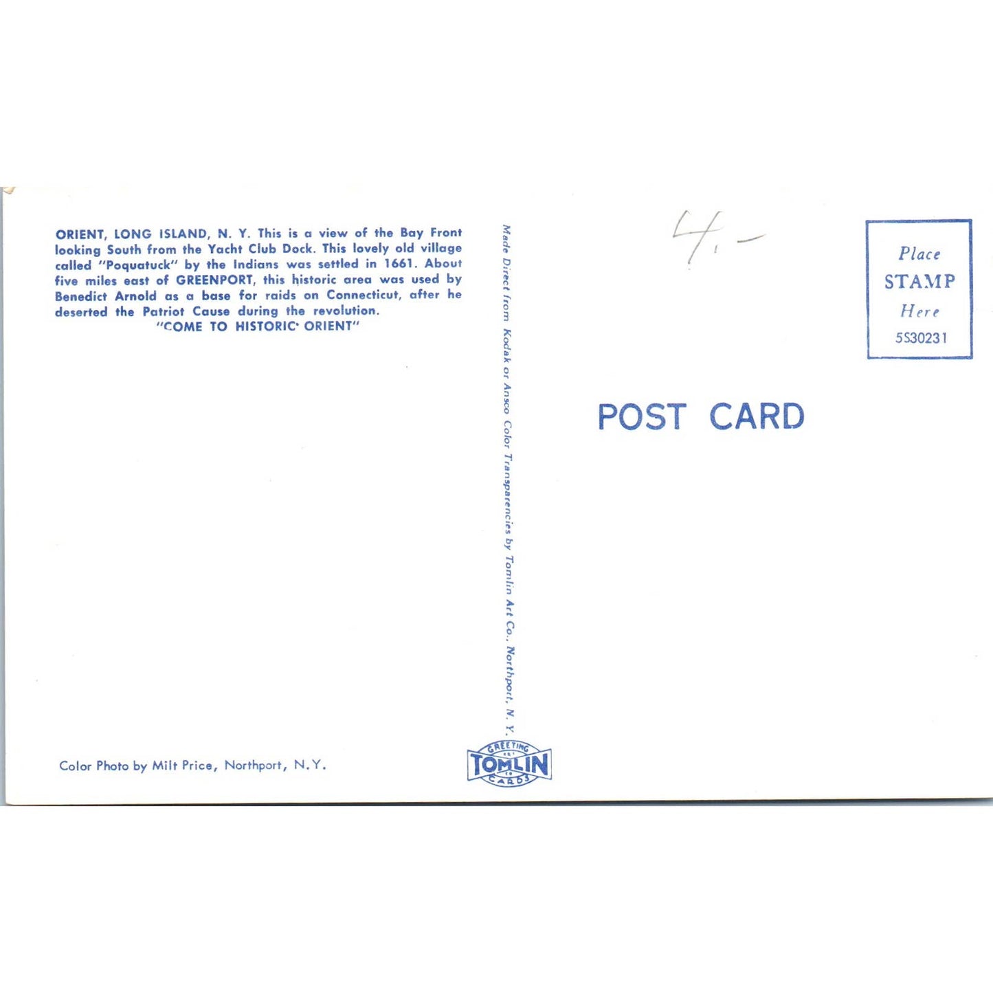 Orient Long Island Bay View From Yacht Club Dock Original Postcard TK1-22