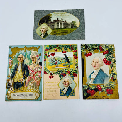 Early 1900s Antique LOT OF 4 GEORGE WASHINGTON Embossed Dresden Post Cards EA3