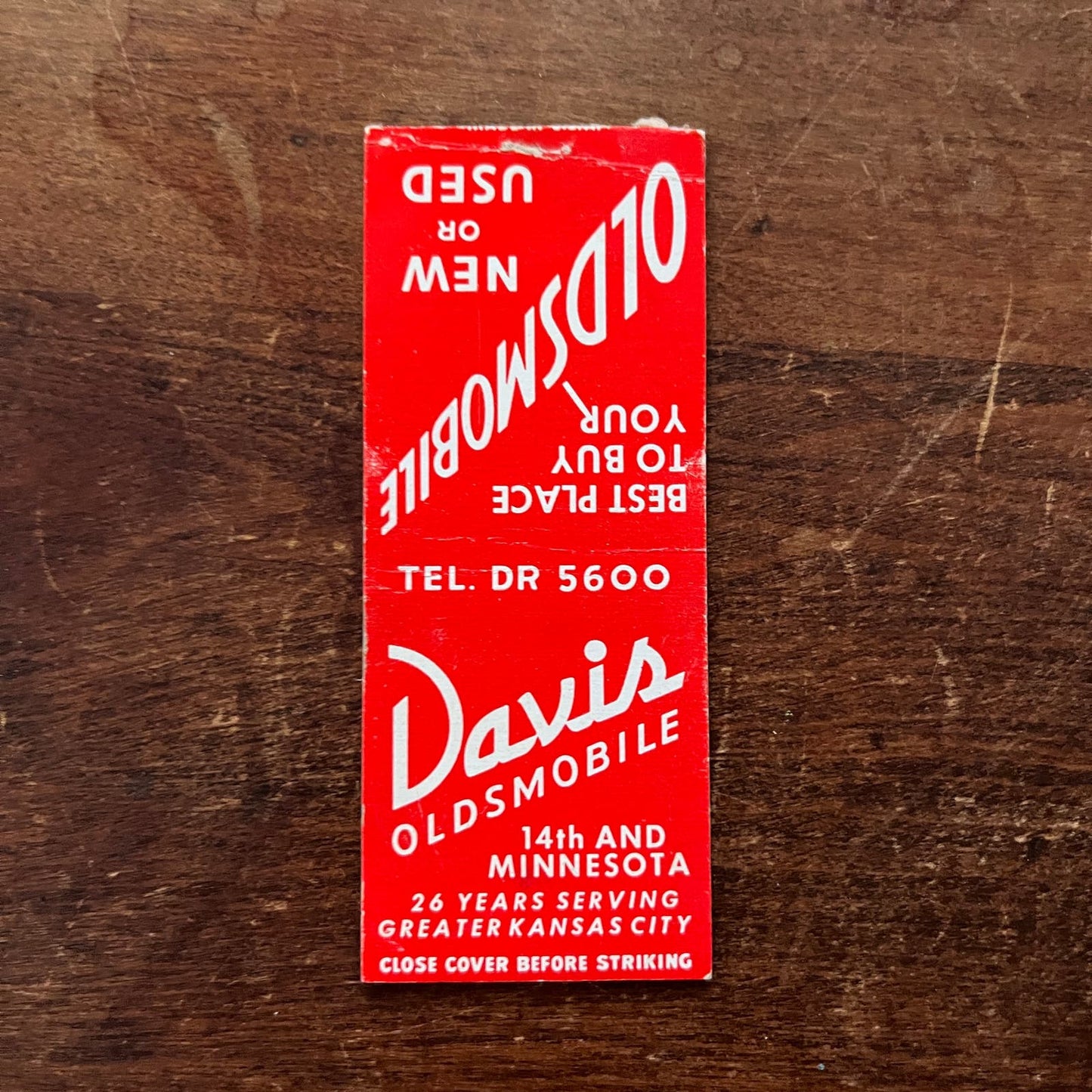 Davis Oldsmobile Dealership Kansas City MO Advertising Matchbook Cover SA9-M12