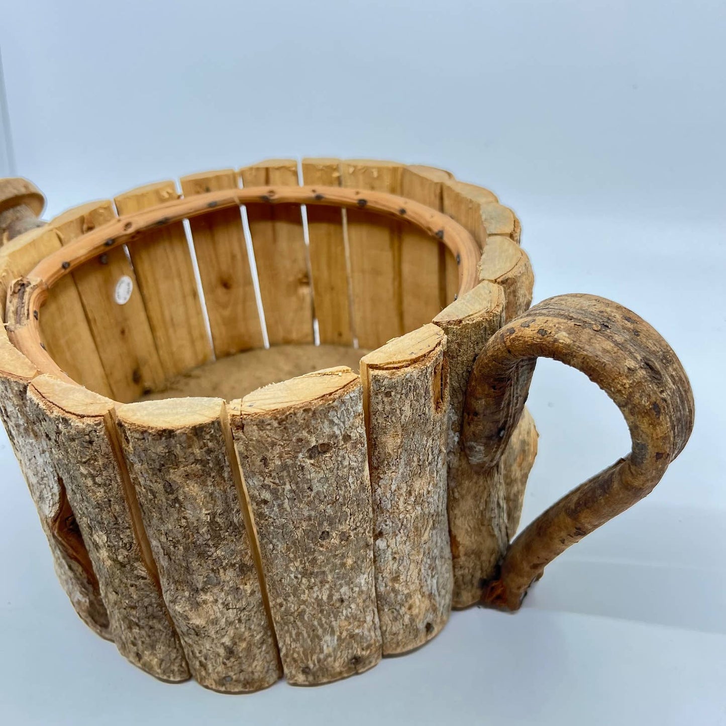 Rustic Primitive Wooden Watering Can Flower Pot Planter Country Decor 14x5” TF5