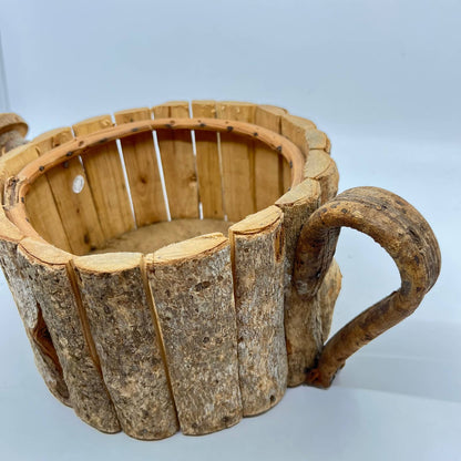Rustic Primitive Wooden Watering Can Flower Pot Planter Country Decor 14x5” TF5