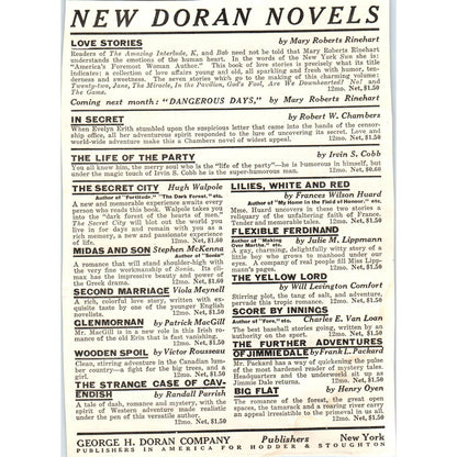 c1920 Harper's Magazine Ad - George H. Doran Company New Doran Novels EA3