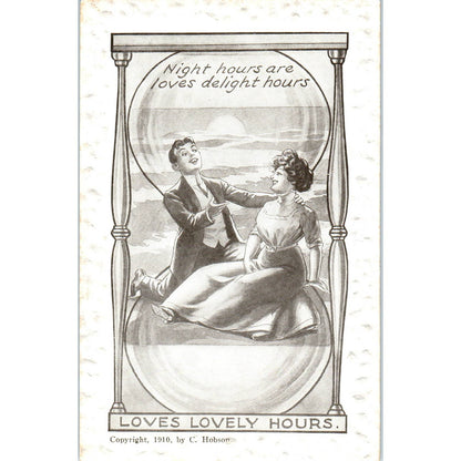 Victorian Romance Night Hours Hourglass Illustration 1910 Postcard TK1-21