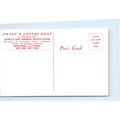 Covey's Coffee Shop Salt Lake City Utah - Original Postcard P3-5