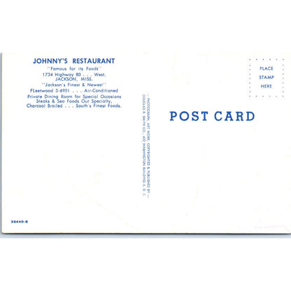 Johnny's Restaurant Hwy 80 Jackson Mississippi - Original Postcard TJ9-P1