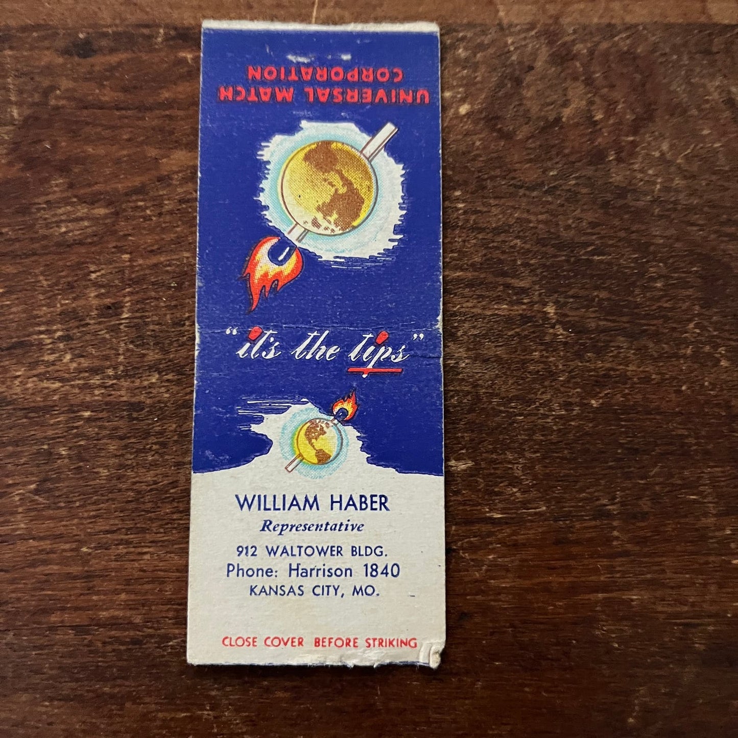 Universal Match WIlliam Haber Kansas City MO Advertising Matchbook Cover SB3-M2