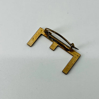 Vintage “E” Pin Gold Tone Pinback Lapel Hat SB3