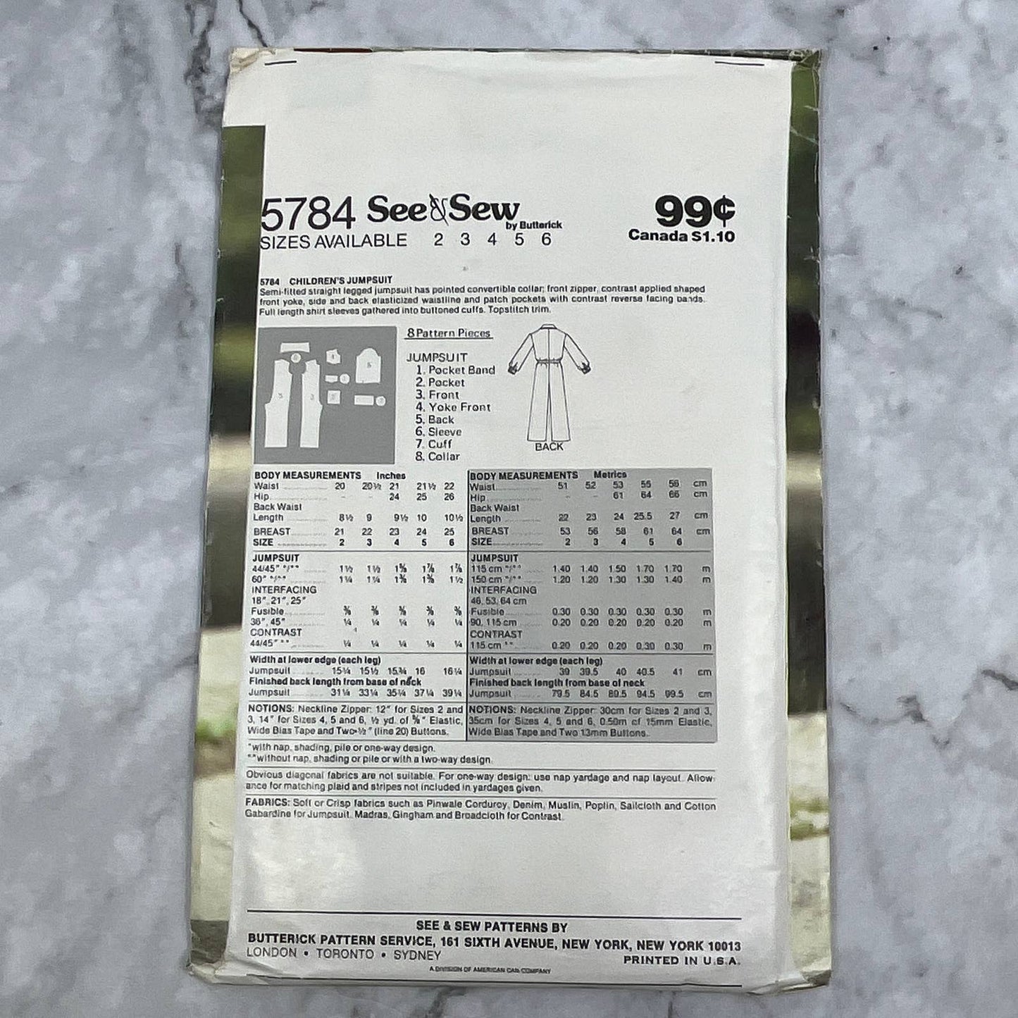 1970s Sewing Pattern Butterick See & Sew Size 4 Childs Jumpsuit 5784 TI7