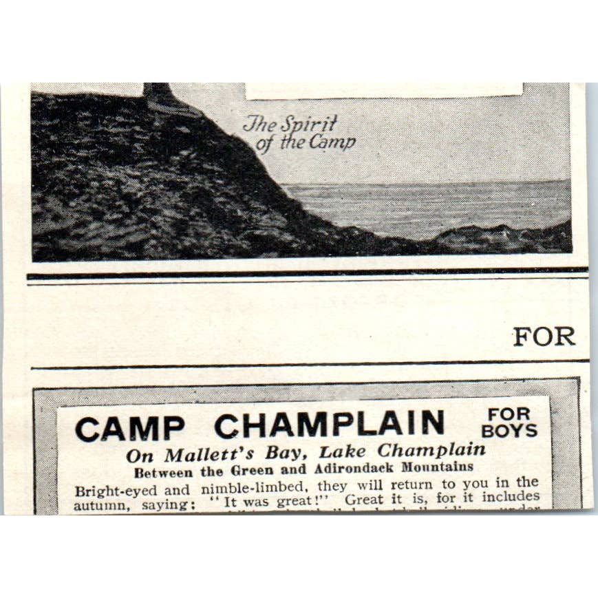 Camp Nicqueenum Lake Champlain Willsborough NY Fanny E. Bickley - 1921 Ad TJ7-S8