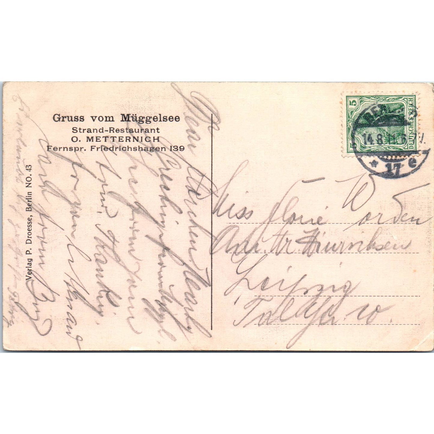 View of the Müggelsee Rowing in Germany Original Postcard TK1-23