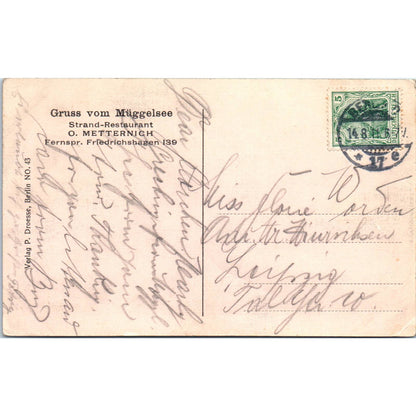 View of the Müggelsee Rowing in Germany Original Postcard TK1-23