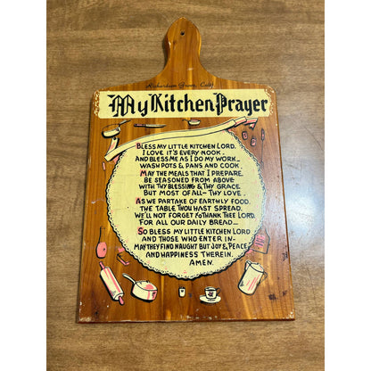 Vintage My Kitchen Prayer Cedar Wall Plaque Richardson Grove California 6 x 10”
